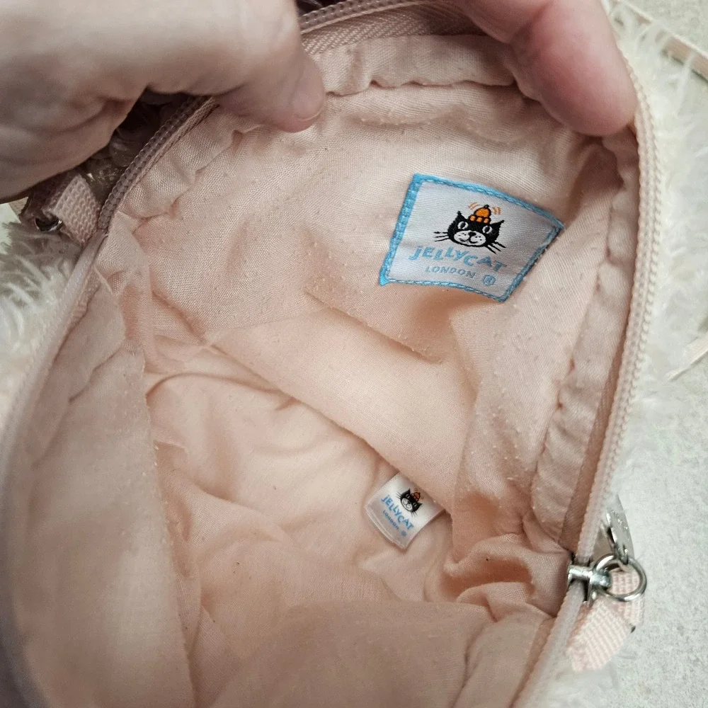 Jellycat Pig‎ Plush Crossbody Bag Kids Pink Faux Fur Shaggy Animal Purse Kawaii